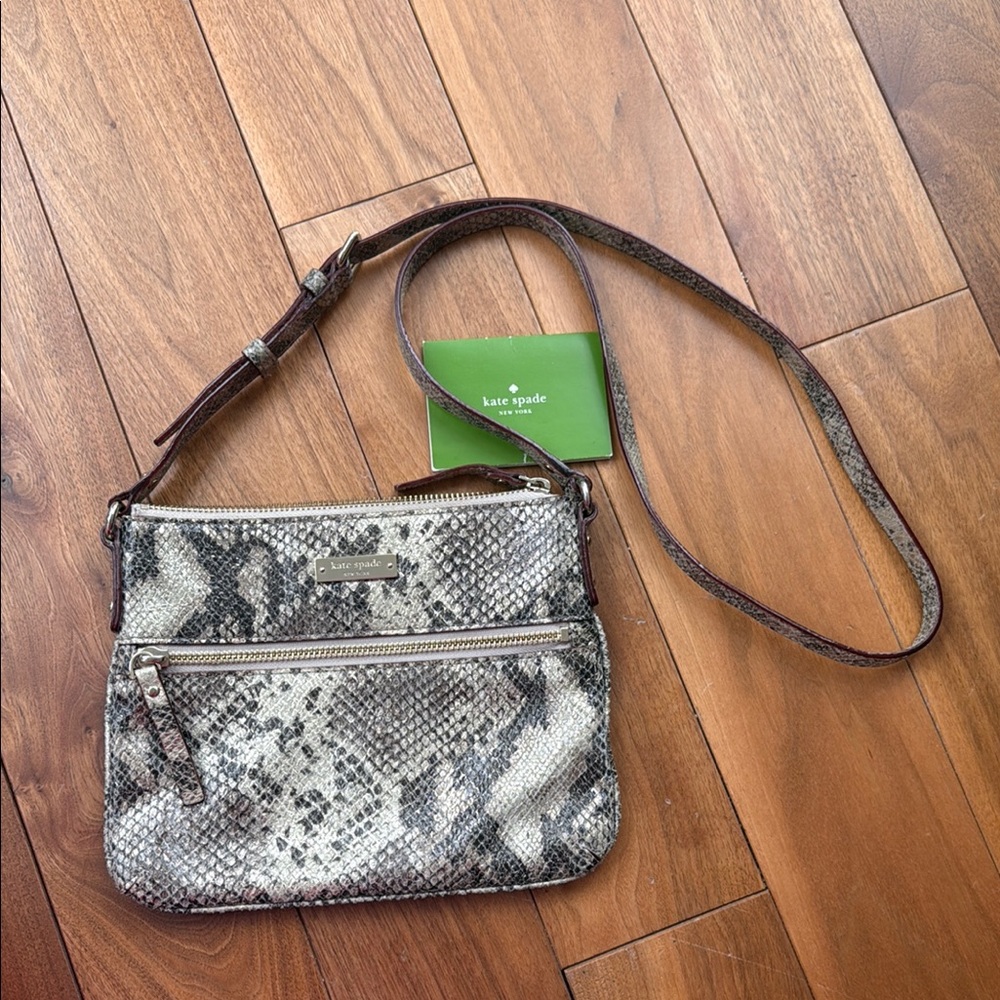 Kate Spade Snake Print Crossbody Bag - Gray